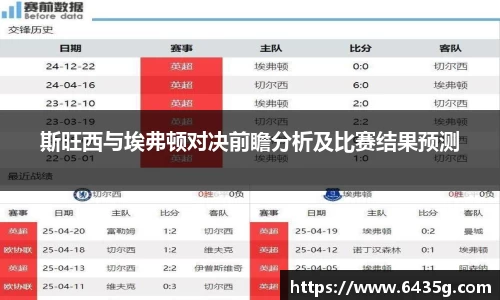 斯旺西与埃弗顿对决前瞻分析及比赛结果预测
